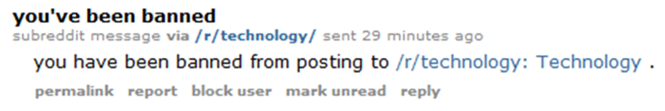 you have been banned from posting to /r/technology