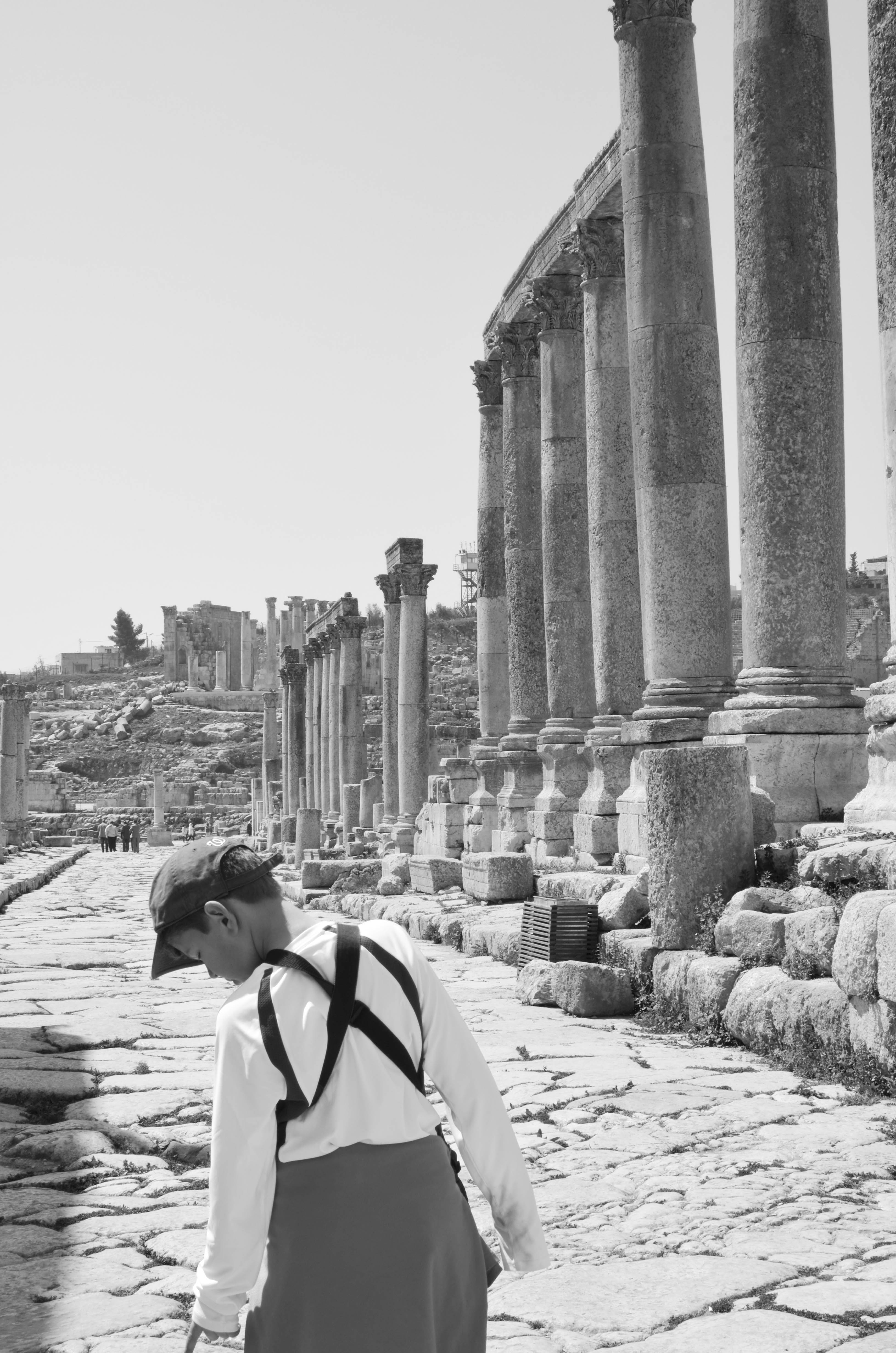 Chariot wheel marks in the Roman city of Jerash