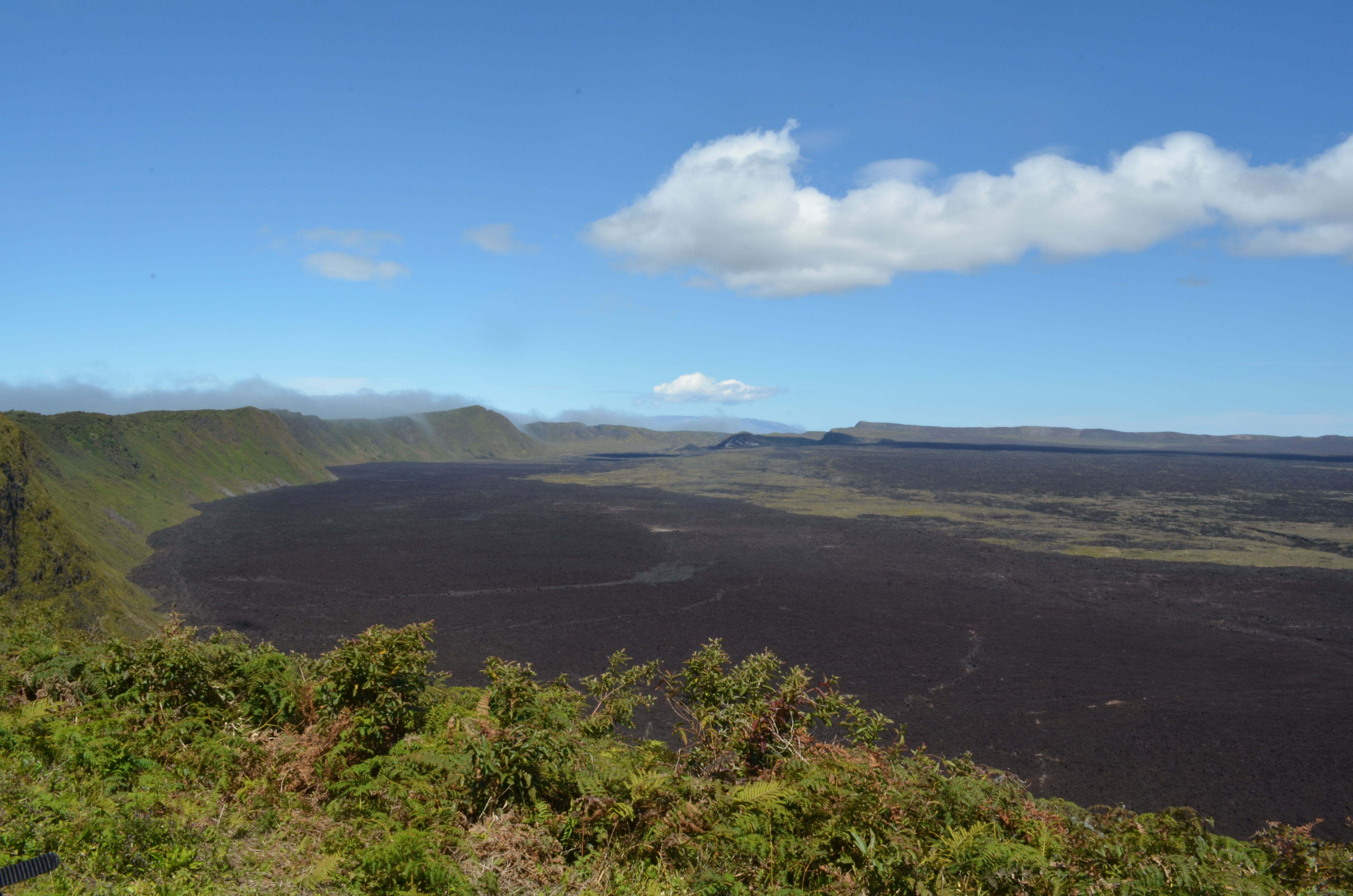 the volcano below